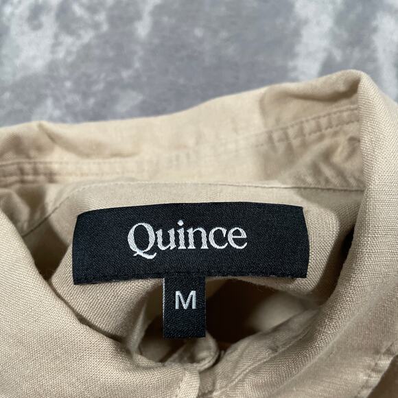 Quince Shirt Mens Medium Beige Linen Smart Casual Breathable Neutral Everyday - Picture 3 of 7